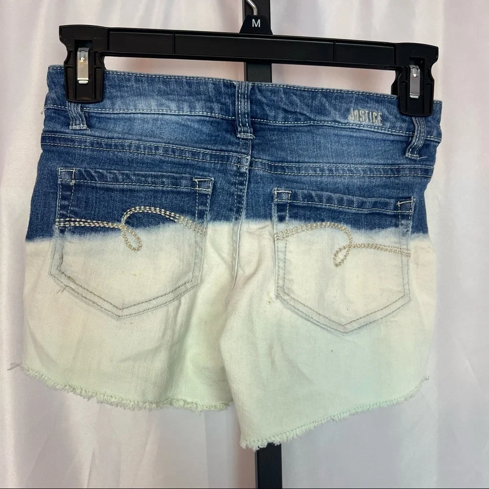 Justice Blue White Ombre Jean Shorts Play Condition, size 12 Slim